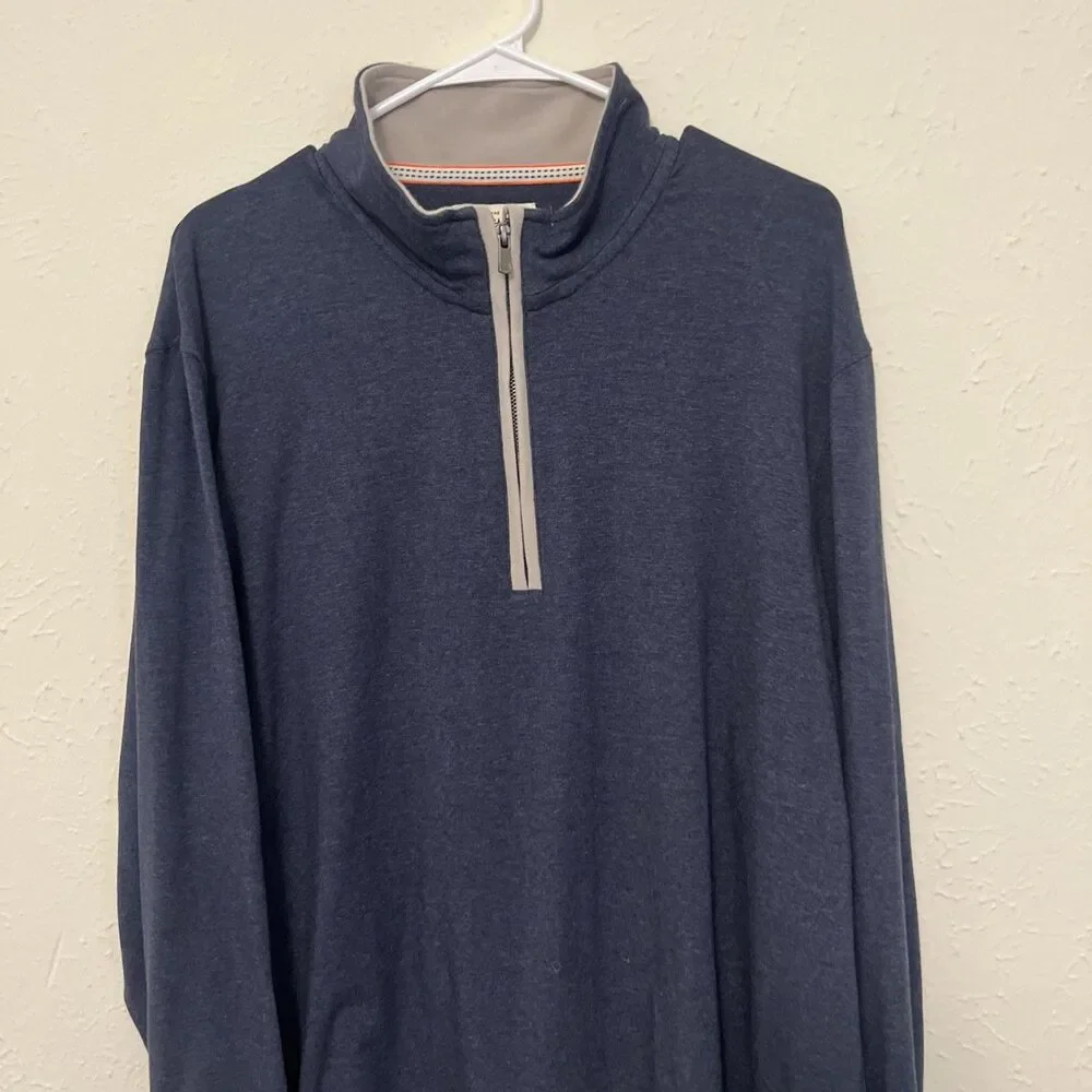 THE NORMAL BRAND Men's Puremeso Weekend 1/4 Zip Sweater Navy Blue Size XXL/2XL